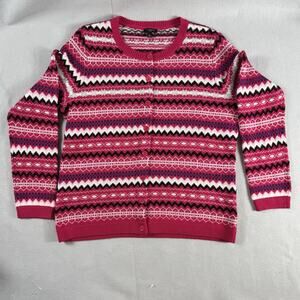 Talbots Petites LP Fair Isle Knit Cardigan Sweater Lambswool Blend Cottagecore